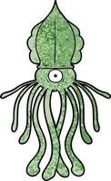 cartoon green squid vector