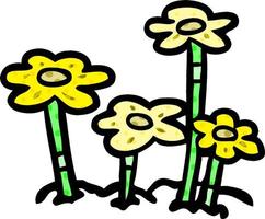 cartoon yellow flowers vector