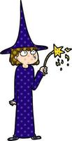 cartoon witch with wand vector