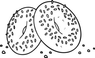 arte de línea de bagels de dibujos animados vector