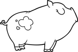 cartoon pig line art vector