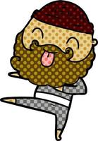 man with beard sticking out tongue vector