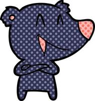 laughing bear with crossed arms cartoon vector