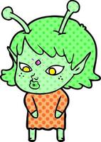 pretty cartoon alien girl vector