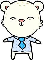 happy cartoon polar bear office worker vector