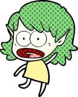 cartoon shocked elf girl vector