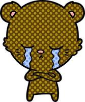 crying cartoon bear vector