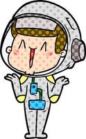 happy cartoon astronaut shrugging shoulders vector