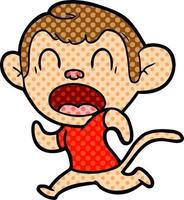 shouting cartoon monkey running vector