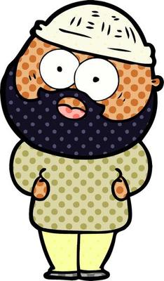 cartoon surprised bearded man