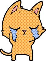 crying cartoon cat vector