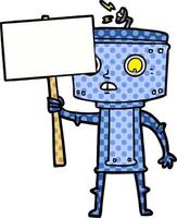 cartoon robot with blank sign vector