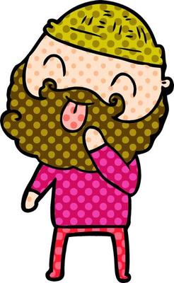 man with beard sticking out tongue
