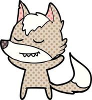 friendly cartoon wolf vector