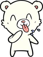 rude cartoon polar bear sticking out tongue vector