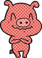 nervous cartoon pig vector