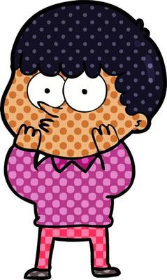 cartoon curious boy