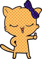 cartoon cat with bow on head vector