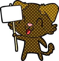 laughing cartoon dog with sign vector