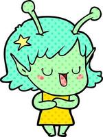 happy alien girl cartoon vector