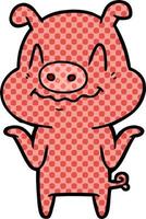 nervous cartoon pig vector