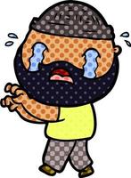 cartoon bearded man crying vector