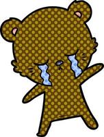 crying cartoon bear vector