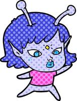 pretty cartoon alien girl vector