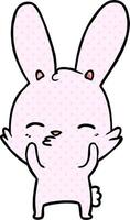 curious waving bunny cartoon vector