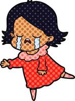 cartoon girl crying vector