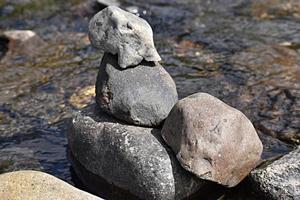 Stack Of River Rocks In The Madison River Running Through Yellowstone National Park photo