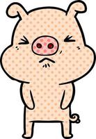 cartoon grumpy pig vector