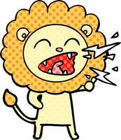 cartoon roaring lion vector