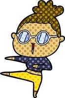 cartoon woman wearing spectacles vector