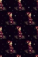 Seamless pattern with little witch with lantern on background of stars photo