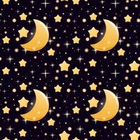 patrón impecable con luna y estrellas regordetas en estilo de dibujos animados para niños foto