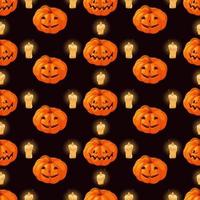 Seamless pattern with carved pumpkin and burning candles for Halloween photo