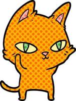 cartoon cat with bright eyes vector