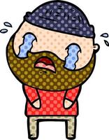 cartoon bearded man crying vector