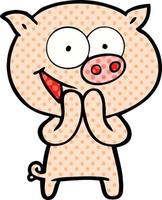 cheerful pig cartoon vector