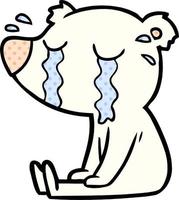 cartoon crying sitting polar bear vector