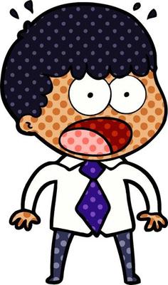 cartoon shocked man in shirt and tie
