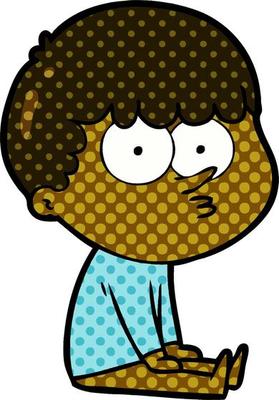 cartoon boy sat waiting