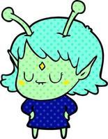 cartoon alien girl vector