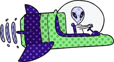 cartoon alien spacecraft vector