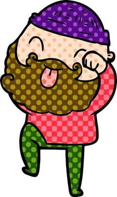 man with beard sticking out tongue