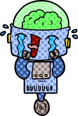 cartoon crying robot
