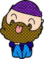 man with beard sticking out tongue vector