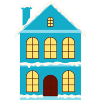 illustration d'une maison de neige avec un toit sur fond transparent. bâtiments pour l'hiver, le nouvel an et noël. png