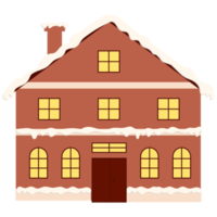 illustratie van een sneeuw huis met een dak Aan transparant achtergrond. gebouwen voor winter, nieuw jaar, en kerstmis. png